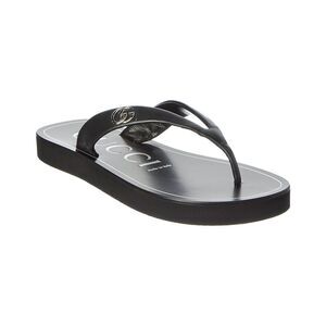 Gucci Double G Leather Sandal, Black